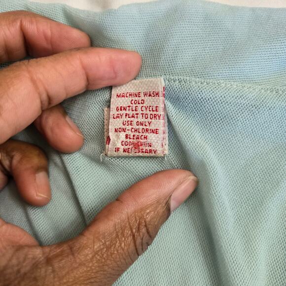 Womens Vtg Y2K Fairy Coquette Romantic Blue Mesh Lace Embroidered Ruffle Trim M - Picture 9 of 11